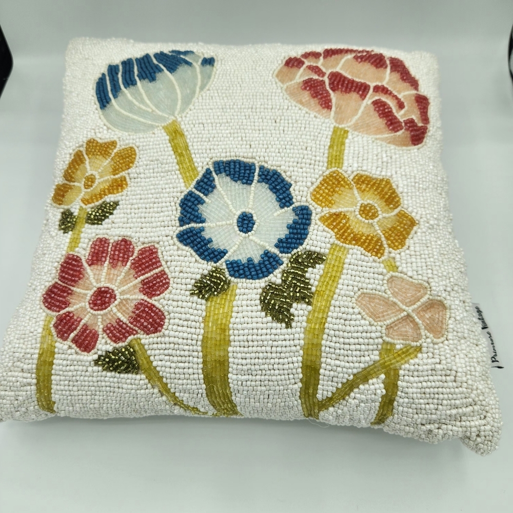 Primrose Vintage Beaded Floral Pillow - Picture 4 of 4